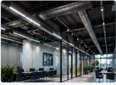 Ambiente corporativo com instalações prediais